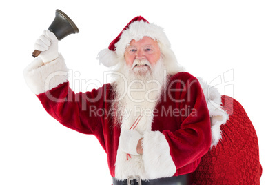 Santa rings his bell to camera