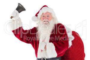 Santa rings his bell to camera