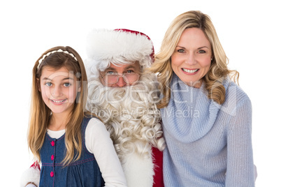 Mother and daughter with santa claus