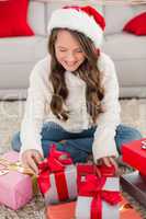 Festive little girl with gifts