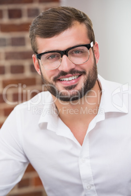 Close up portrait of smiling businessman