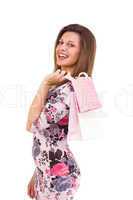 Elegant brunette with shopping bags