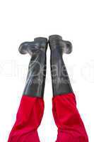 Lower half of santas legs with his black boots