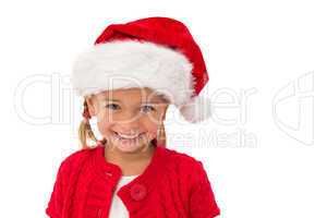 Cute little girl wearing santa hat