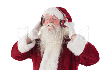 Santa Claus enjoys some music