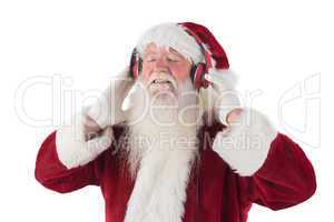 Santa Claus enjoys some music