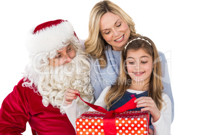 Mother and daughter with santa claus