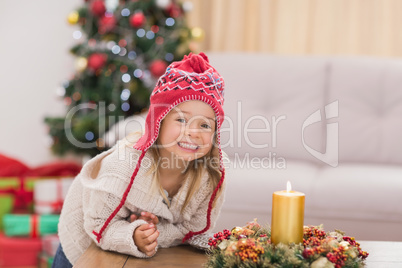 Cute little girl smiling at christmas