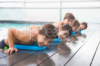 Cute swimming class at the pool