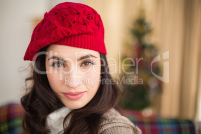 Portrait of a beautiful brunette at christmas