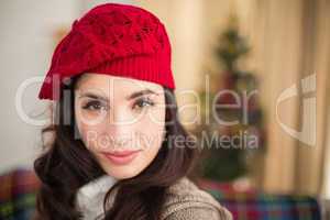 Portrait of a beautiful brunette at christmas