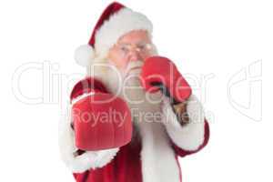 Santa Claus punches with his right