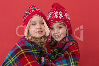 Festive little girls smiling at camera