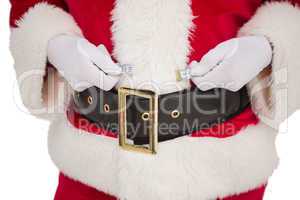 Santa claus using measuring tape