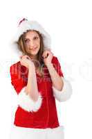 Woman wearing sexy christmas clothes