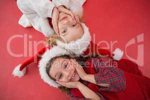 Festive little girls smiling at camera