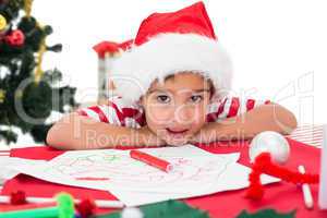 Festive little boy drawing pictures