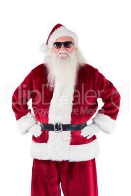 Santa Claus wears black sunglasses