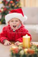 Festive little boy smiling at camera