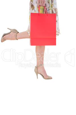Elegant woman holding shopping bag