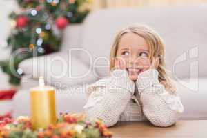 Cute little girl smiling at christmas