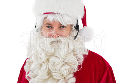 Smiling santa claus with headset