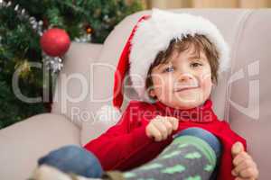 Festive little boy smiling at camera