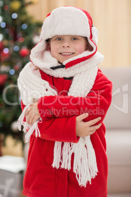 Festive little boy smiling at camera