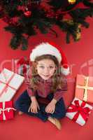 Festive little girl with gifts