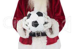 Santa holds a classic football