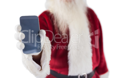 Santa Claus shows a smartphone Santa Claus shows a smartphone