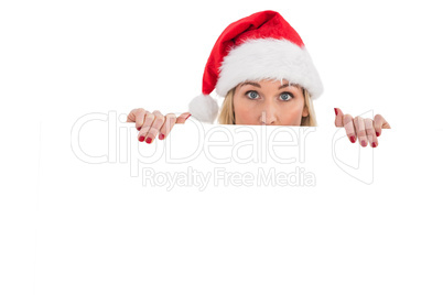 Festive blonde showing white poster