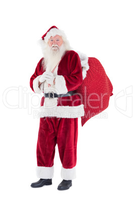 Santa carries his red bag