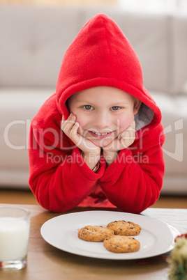 Festive little boy smiling at camera