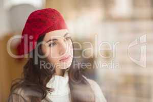 Portrait of a pretty brunette in day dreaming