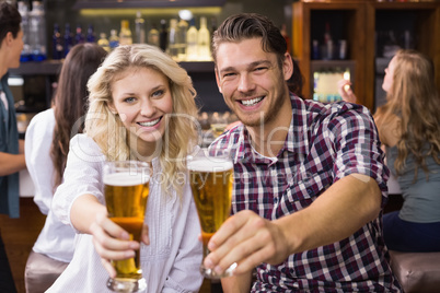 Young couple having a drink together