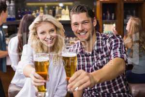 Young couple having a drink together