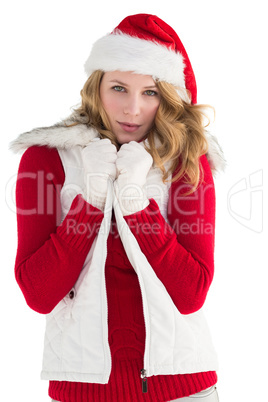 Cute smiling woman in stylish warm clothing