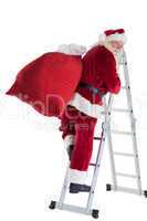 Santa steps up a ladder