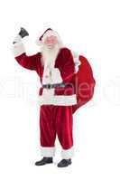 Santa rings his bell to camera