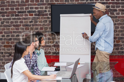 Casual businessman giving presentation to colleagues