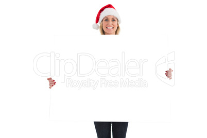 Festive blonde showing white poster