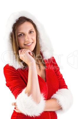 Pretty santa girl smiling at camera