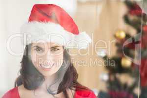 Festive brunette posing at christmas