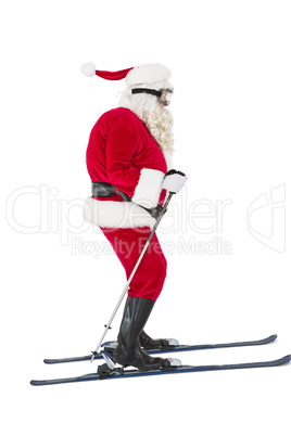 Festive father christmas skiing
