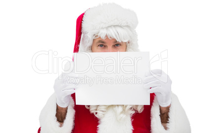 Festive father christmas holding page