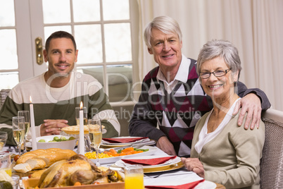 Happy family during christmas dinner