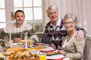 Happy family during christmas dinner