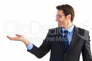 Businessman with empty hand open