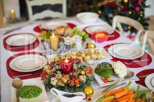 Table set for christmas dinner